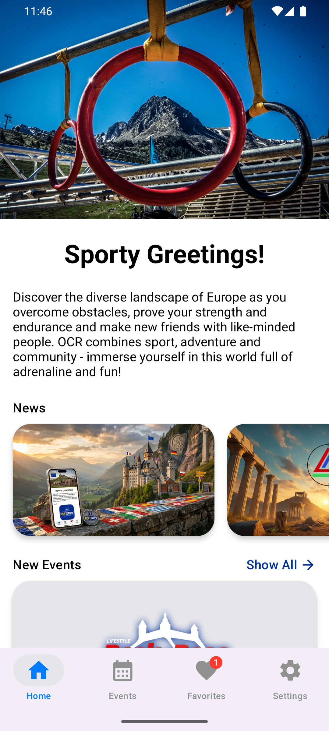 Current OCR Europe Android home screen